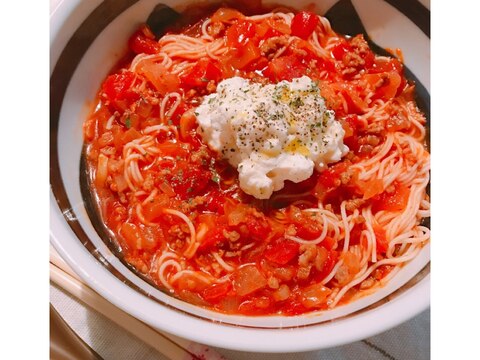 粉末つゆの素で！冷やしトマト素麺♪